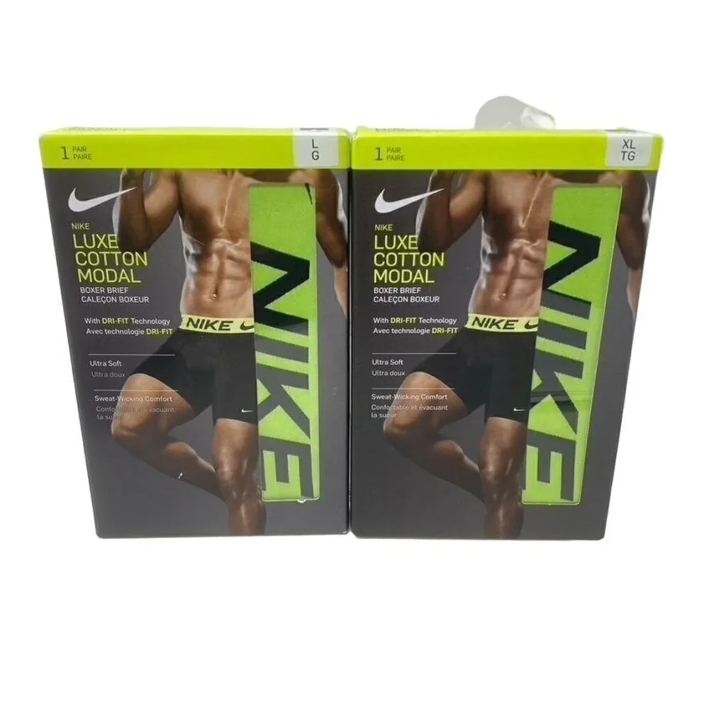 Nike Luxe Cotton Modal Boxer Brief 1 Pack Black/ Volt Large or XL